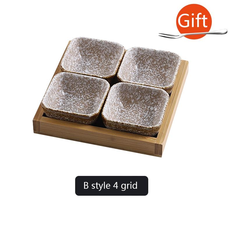 Set de farfurii pentru gustări cu fructe cu grilă ceramică creativă pentru alimente japoneze INS tacâmuri cu tavă Vase de servire casnic cu fructe tavă pentru gustări