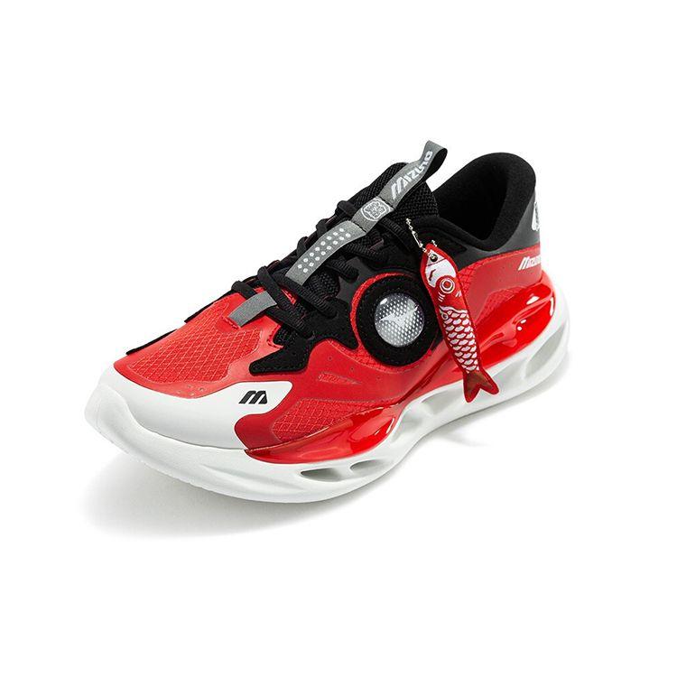 Mizuno Y2K Mode Retro Koi Stoff Rutschfest Abriebfest Atmungsaktiv Low-Top Laufschuhe Unisex Laufschuhe Rot D1GH210303
