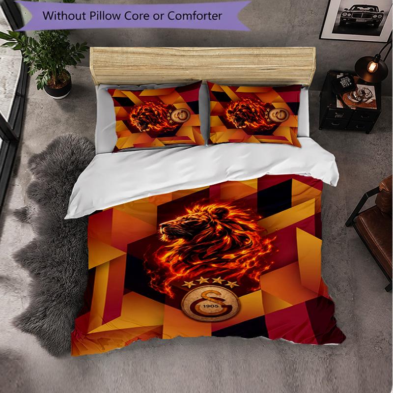 Biancheria da letto a tema Galatasaray FC Set 3 Pezzi Copripiumino Biancheria da letto decorativa per camera da letto per adolescenti Decorazione per la casa