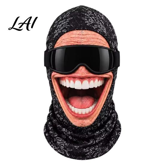 Winddichte Thermische Radsportmaske Lustige Skimaske Realistisch Bedruckte Vollgesichtsbedeckung Polyester Atmungsaktiv Winter Outdoor Aktivität Sturmhaube mit C black