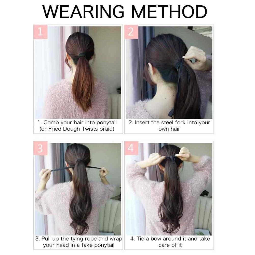 Synthetic Women Long Curly Hair Ponytail Wig With Tie Straps Diy Charming Stylish Hair Extensions Cosplay Themed Party 25-55cm