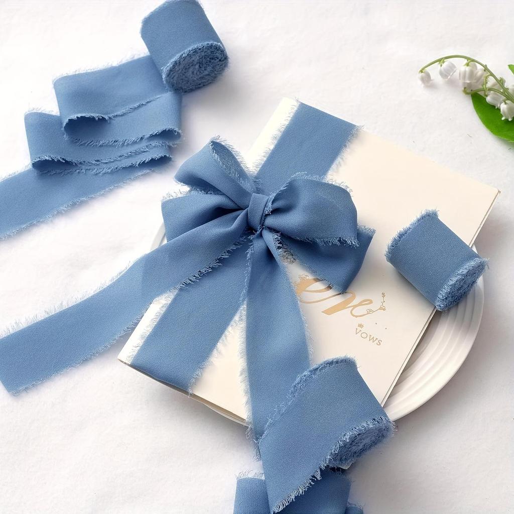 Hand-Torn Raw Edge Chiffon Ribbon Bouquet Streamer for Wedding Flowers