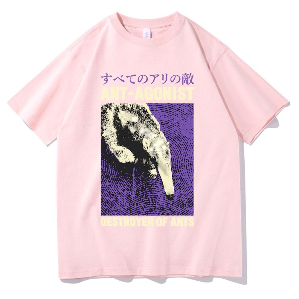 Ant Agonist Destroyer of Ants Tshirt Funny Meme Japanese Anteater Print Tshirt Men Women Casual Oversized Crewneck Short Sleeve