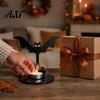 Dark Festive Table Centerpiece Halloween Wooden Candle Holder, Black Hollow Crow Spider Tealight Display Party Atmosphere Decor Stand, Gothic
