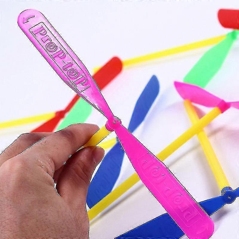 30pcs Flying Hand Helicopter Toy, Bamboo Dragonfly Hand Rub Plastic Propeller For Outdoor Toy Kids Gift Flying (random Color)