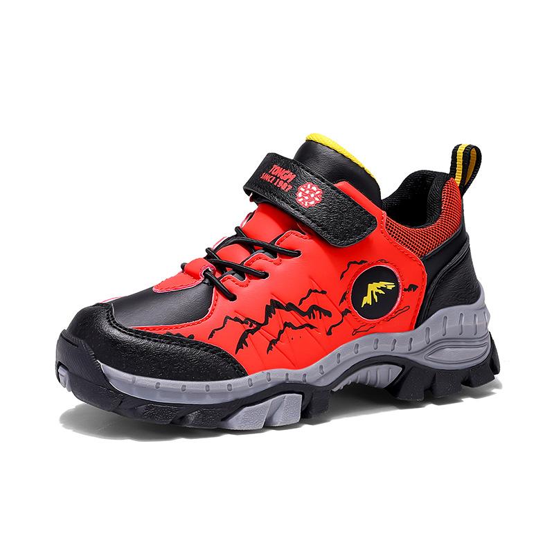113 Children's Mountaineering Shoes Autumn and Winter Low-top Leather Sneakers Hiking Off-road Shoes Boys Elementary School Students Middle Sch