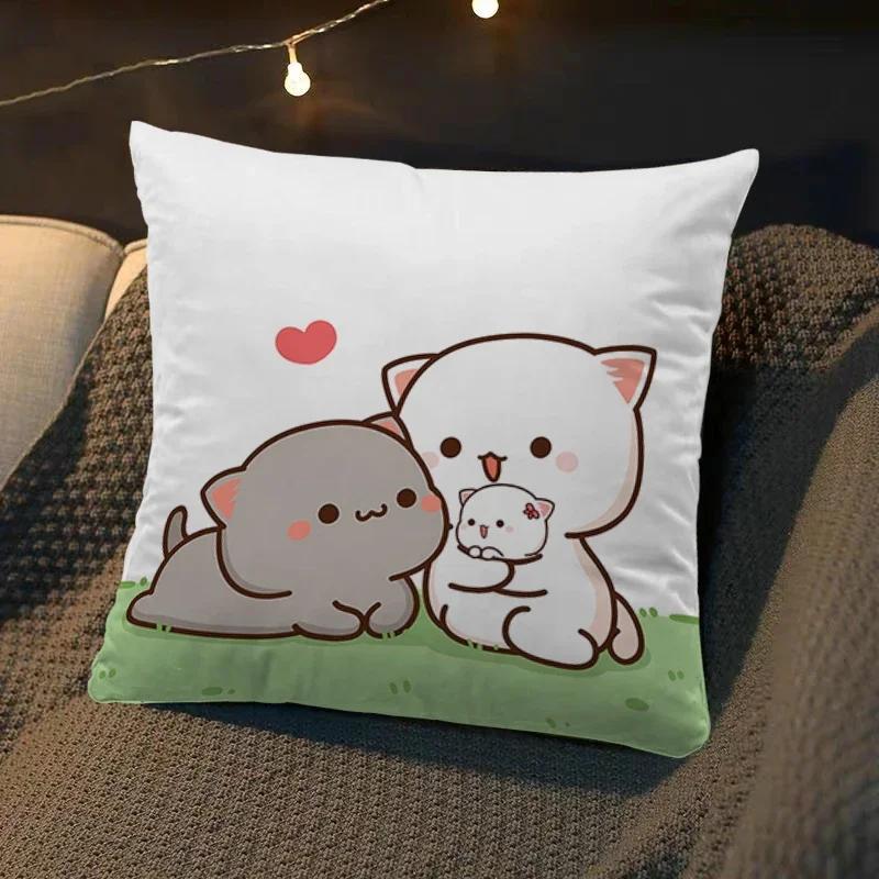 Dakimakura Mochi Peach Cat Soft Cushion Cartoon Pattern Cover 45x45 for Bed Sofa Car Home Decor Decorative Pillowcase Anime