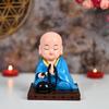 Praying Monk Figurine – Moving Head Buddha Statue for Car Dashboard, Home & Office – Feng Shui Ornament for Peace, Meditation & Positivity