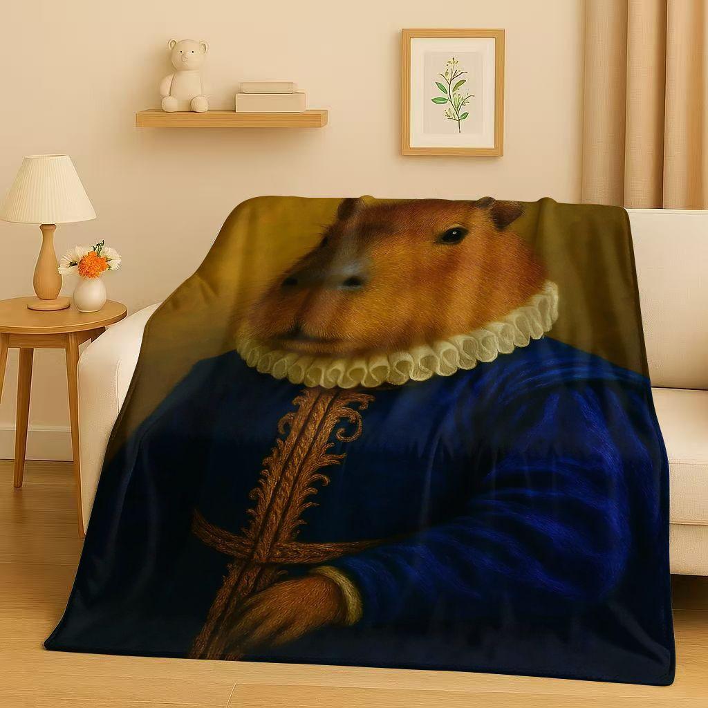Kawaii Capybara Cartoon Flannel Blanket,Ultra Soft Warm Plush Throw for Home Bedroom Bed Sofa Cover Office Travel Camping Gift