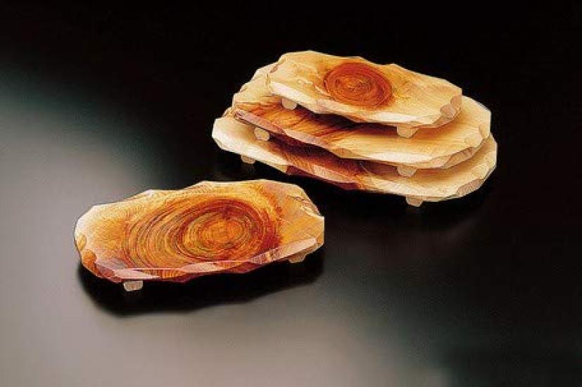 Yamako Knot Serving 32172 Hinoki/Red Tray, Large,