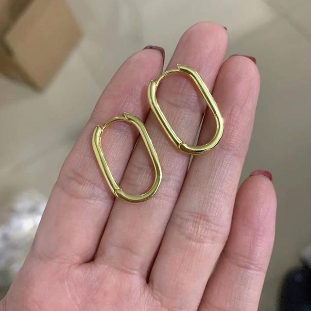 

ANENJERY корейские овальные серьги-кольца женские золотые винтажные сексуальные элегантные геометрические серьги S-E1372