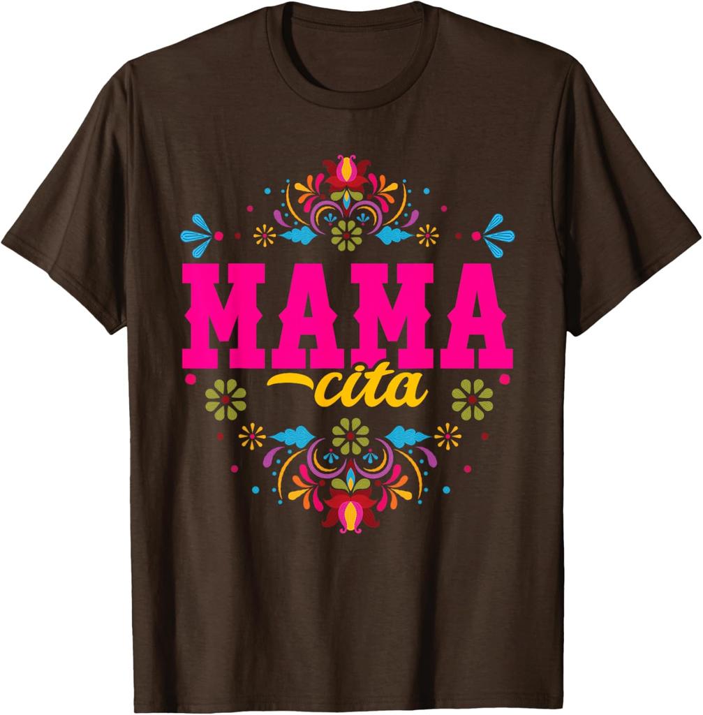 Mamacita Fiesta Floral Graphic Tee Shirt Mother's Day Birthday Gift Casual Crewneck