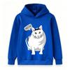 Kids Boys Girls Pullover Hoodie, Cute White Cat Print With MEOW Letter Pattern Casual Warm Hooded Sweatshirt For Daily Wear Street Style For Cat Lover