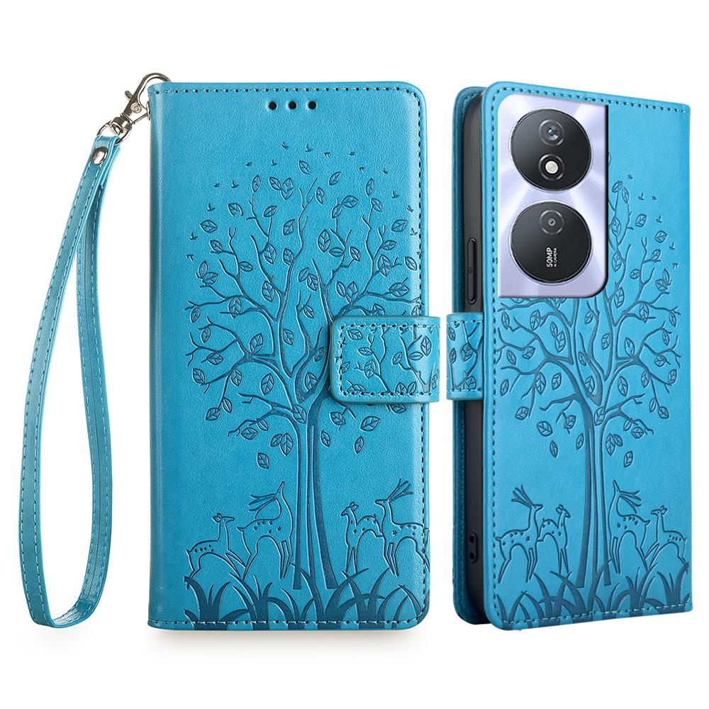 For Honor Play 50 Plus 5G/Play 8T 5G/X7b 4G/90 Smart Case Imprinted Deer Tree Pattern Leather Phone Wallet Cover