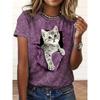 Women's T-shirt Cute Rabbit Print Fashion Top Summer Vacation Style Round Neck Short Sleeve Fashion Versatile