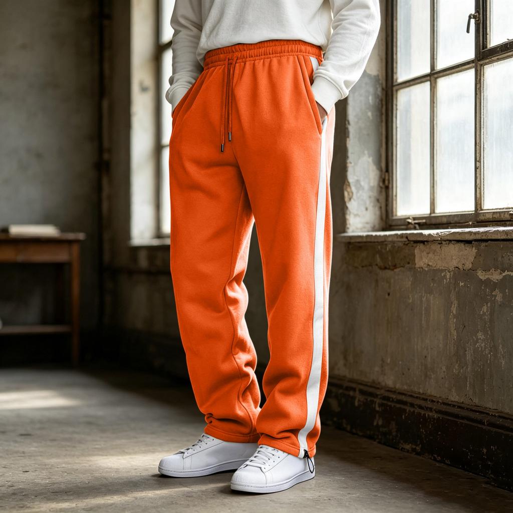 Pantaloni della tuta da uomo a blocchi di colore con striscia laterale, pantaloni a gamba dritta con elastico in vita per abbigliamento casual e sportivo