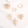 Leaf Crown Geometric Joint Ring 6-Piece Combination Ring Set, Best Selling