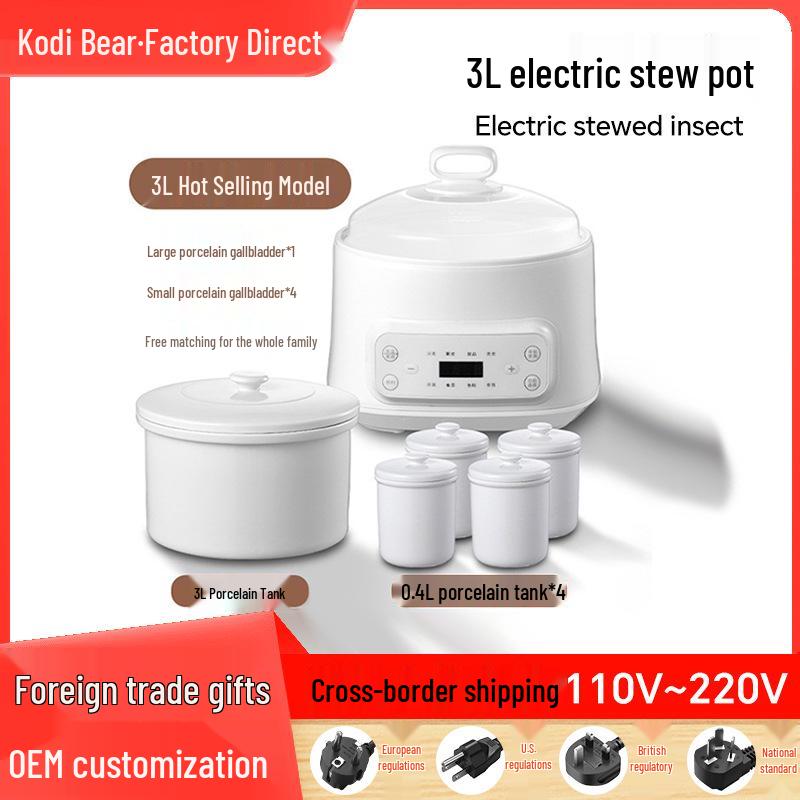 3L Multi-Function Electric Ceramic Stew Pot with Timer for Healthy Cooking