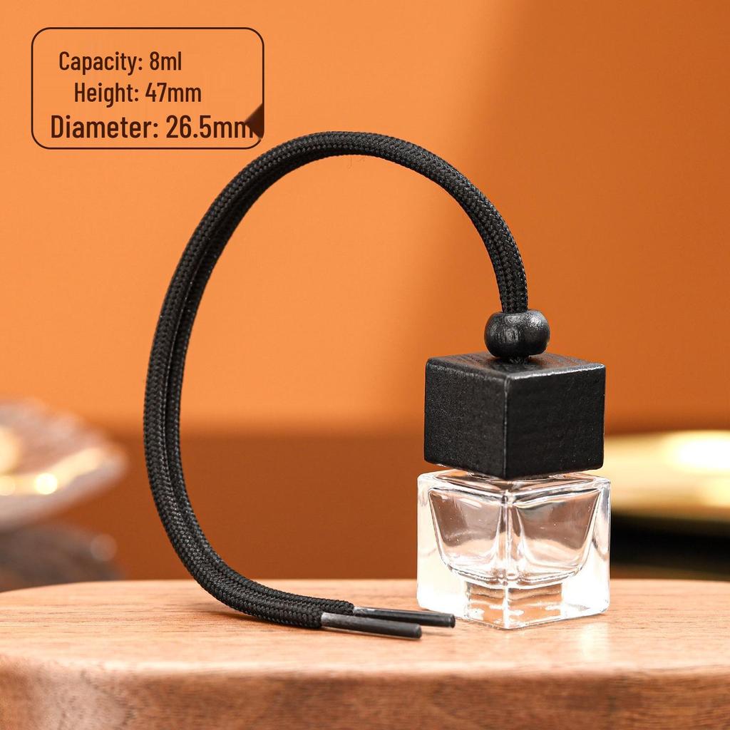 In Stock 8ml Square Car Aromatherapy Bottle - Transparent Glass Pendant Diffuser