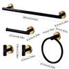 5-Piece Bathroom Set Black Gold, 304 Stainless Steel Towel Bar Holder Toilet Paper Holder with Hooks, Modern Bathroom Hardware A