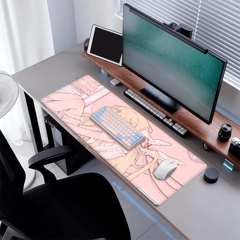 Kawaii Cute Angel Girl Mouse Pad Large Non-slip Rubber Gaming Mat Office Desk Accessories Set Up Computer Desk Mat Rug Mouse Mat