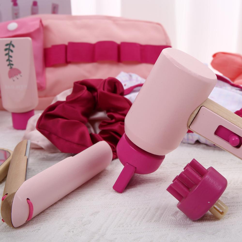 Wooden Makeup Toy Kits for Little Girls Role Playing Games, Pretend Play Makeup Beauty Set for Birthday Toys