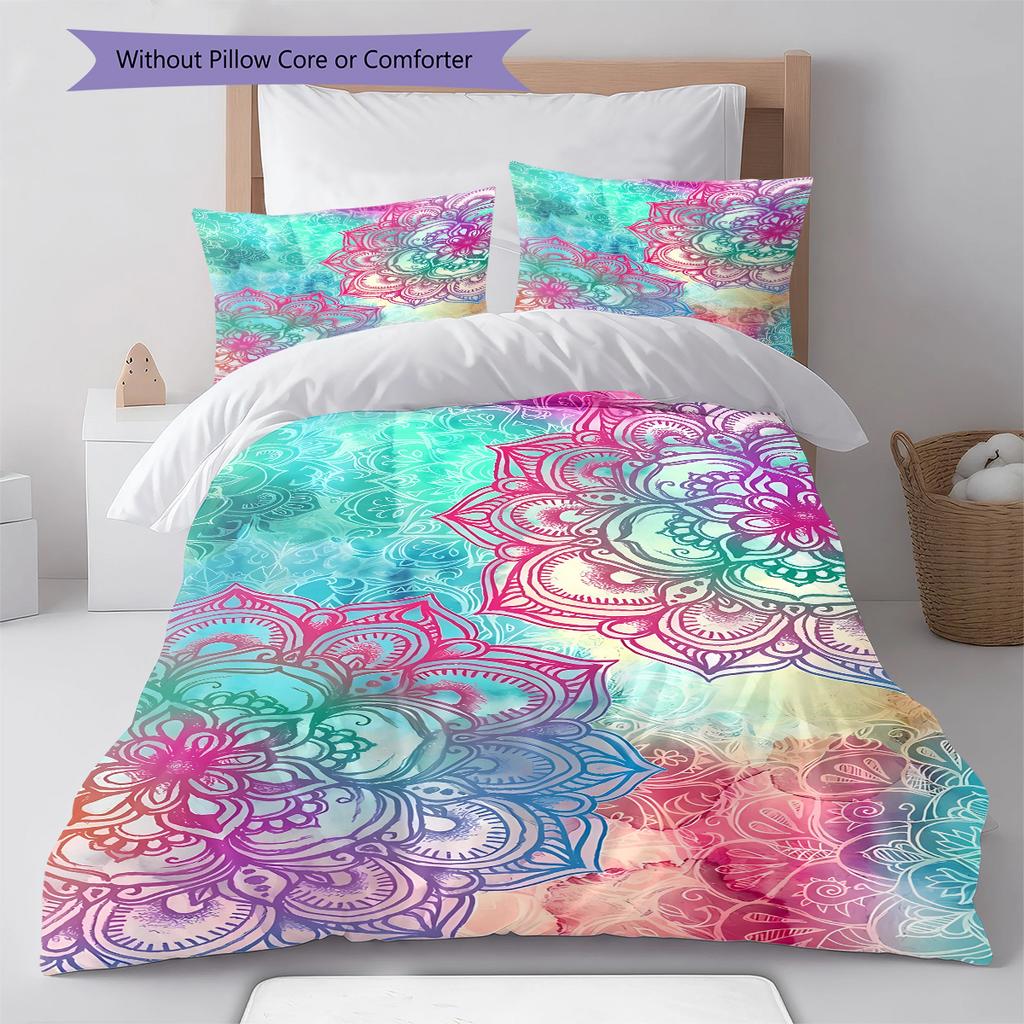 Mandala Pattern Bedding Quilt Set Quilt Cover Pillowcase Home Decoration Gift (1 * duvet cover + 2 * pillowcase, without core)