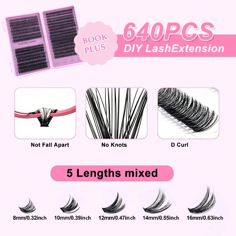 DIY Individual Eyelash Clusters Kit Large Capacity Easy to Apply Reusable Lash Extensions for Makeup Novice Use