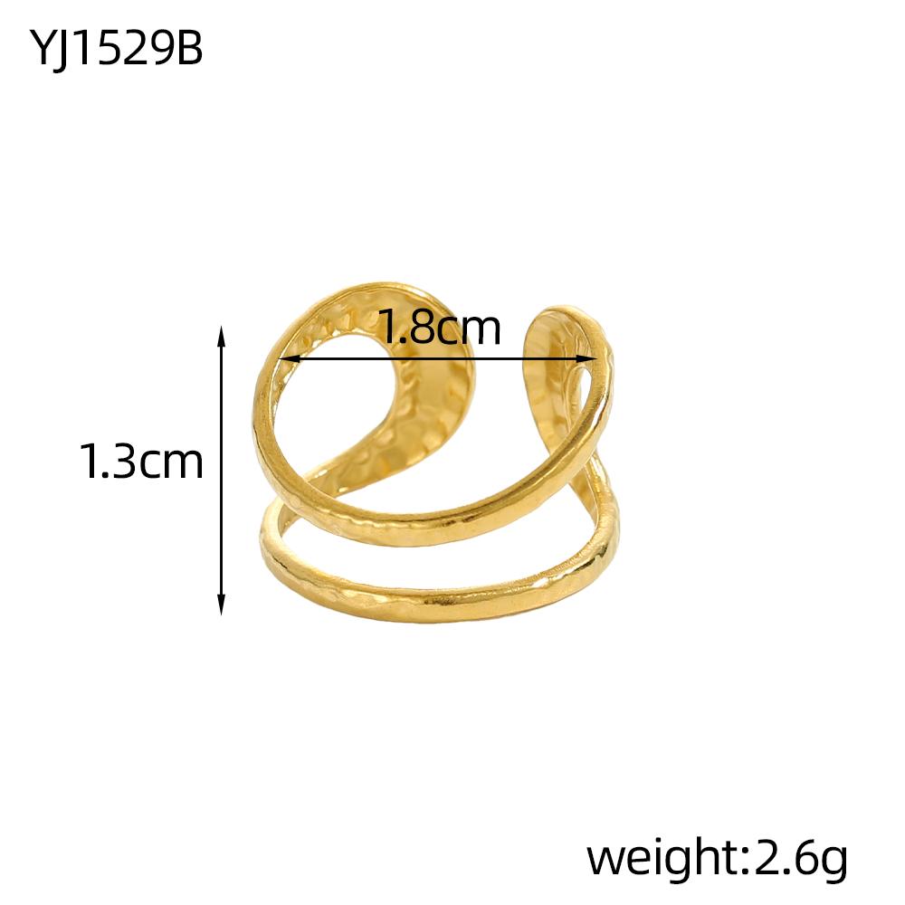 CARLIDANA Vintage Multilayer Sun Stainless Steel Gold Plated Rings for Women Hollow Line Charm Adjustable Men Open Ring Jewelry