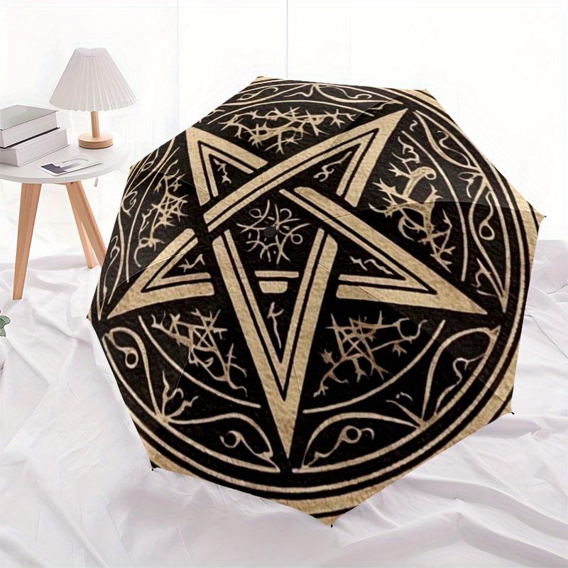 Pentagram Symbol  Umbrella, Portable 3-Fold Umbrella for Men & Women,