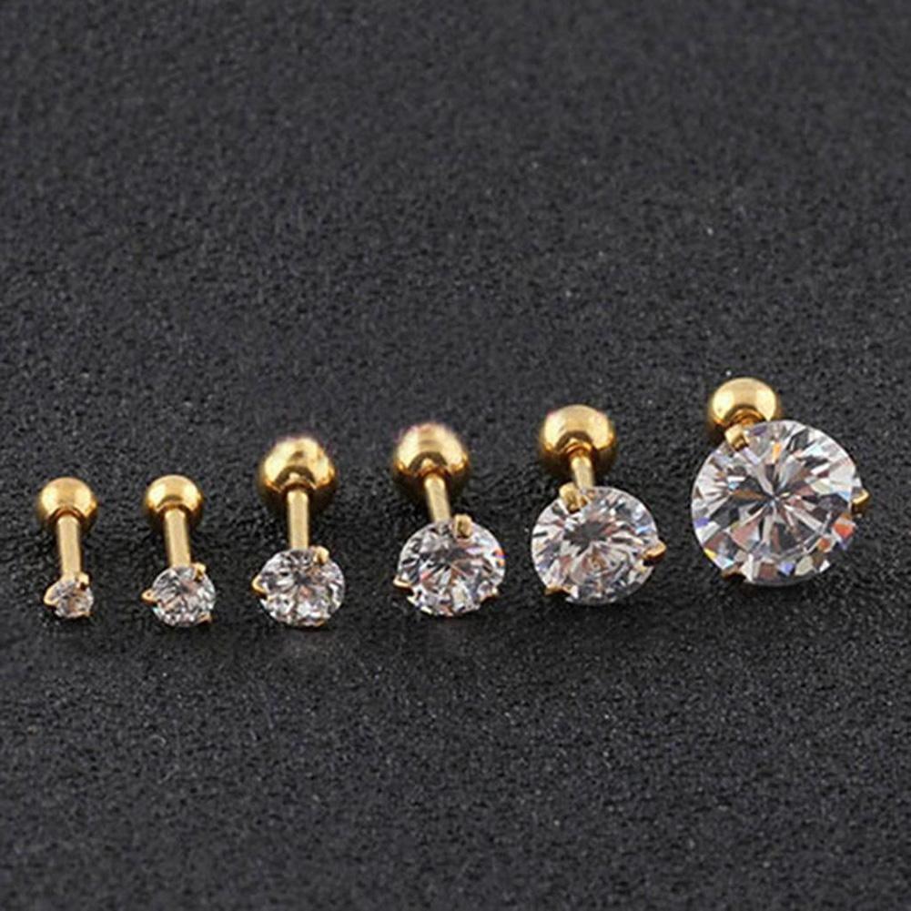 9 Farben Mode CZ 3 Prong Tragus Knorpel Edelstahl Ohrstecker Kristall Zirkon Ohrringe Piercing Schmuck