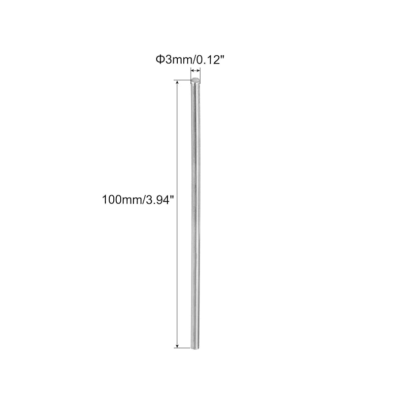 uxcell 304 Stainless Steel Round Bar 3mm x 100mm Solid Shaft Rod for DIY Craft Model Cars Helicopters Airplanes (4pcs)