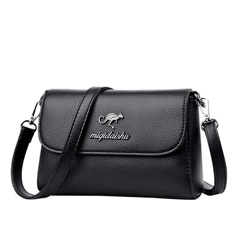 Bag women s new fashion women s shoulder bag soft leather texture mother oblique span bag women s bag чёрный