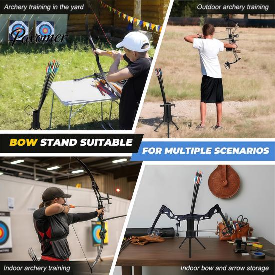 Compound Bow Holder Carbon Steel Archery Stand, Foldable Compact Storage Rack, Equipment Protection Large Capacity Ground for And Traditional