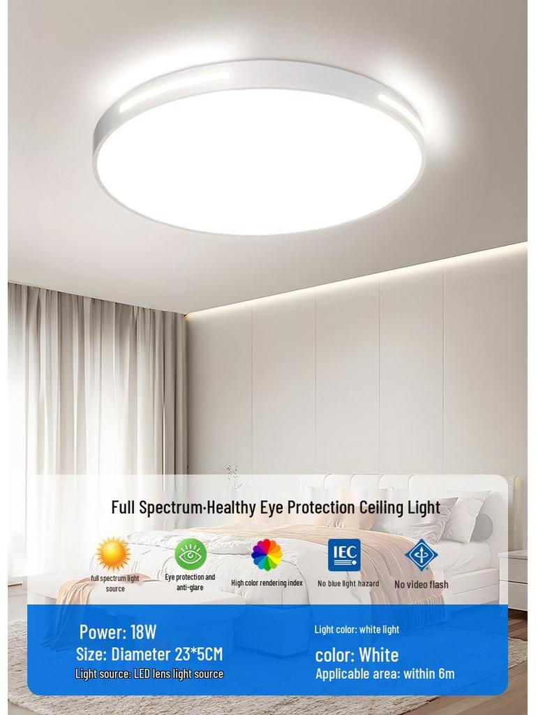 Ultra-Thin LED Ceiling Light 2025 - Full Spectrum Eye Protection, Super Bright Minimalist Design for Master Bedroom