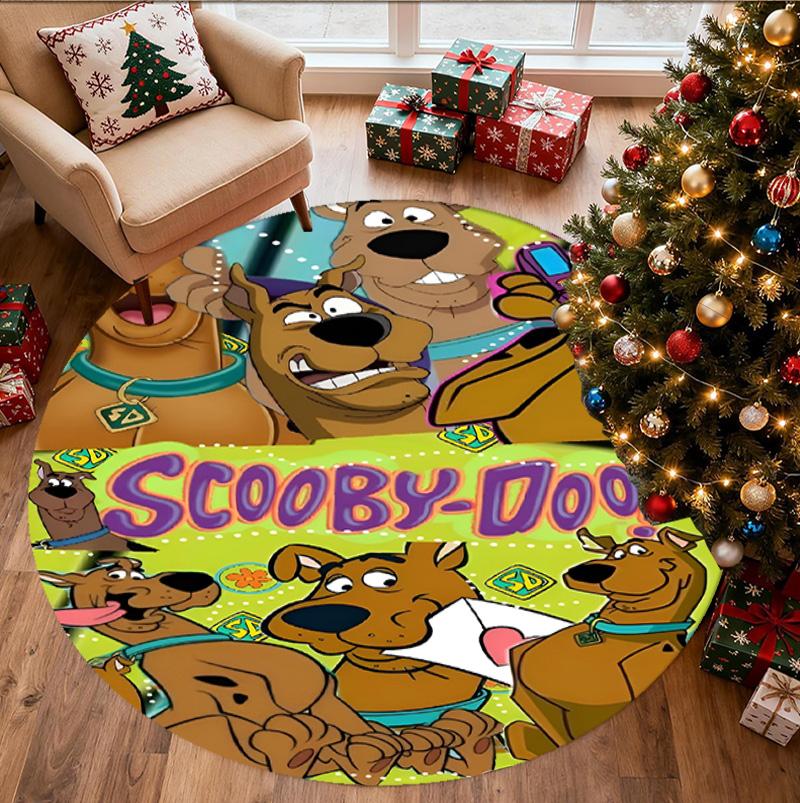 Scooby Pattern Round Rug, Indoor/Outdoor Mat, for Picnic, Gameroom, Bedroom, Office, Living Room, Home Decor Carpet, Birthday Gift