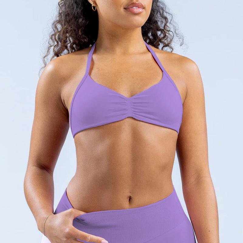 Reggiseno Sportivo Senza Ferretto in Nylon Opaco Altamente Elastico ad Asciugatura Rapida per Corsa, Fitness e Yoga
