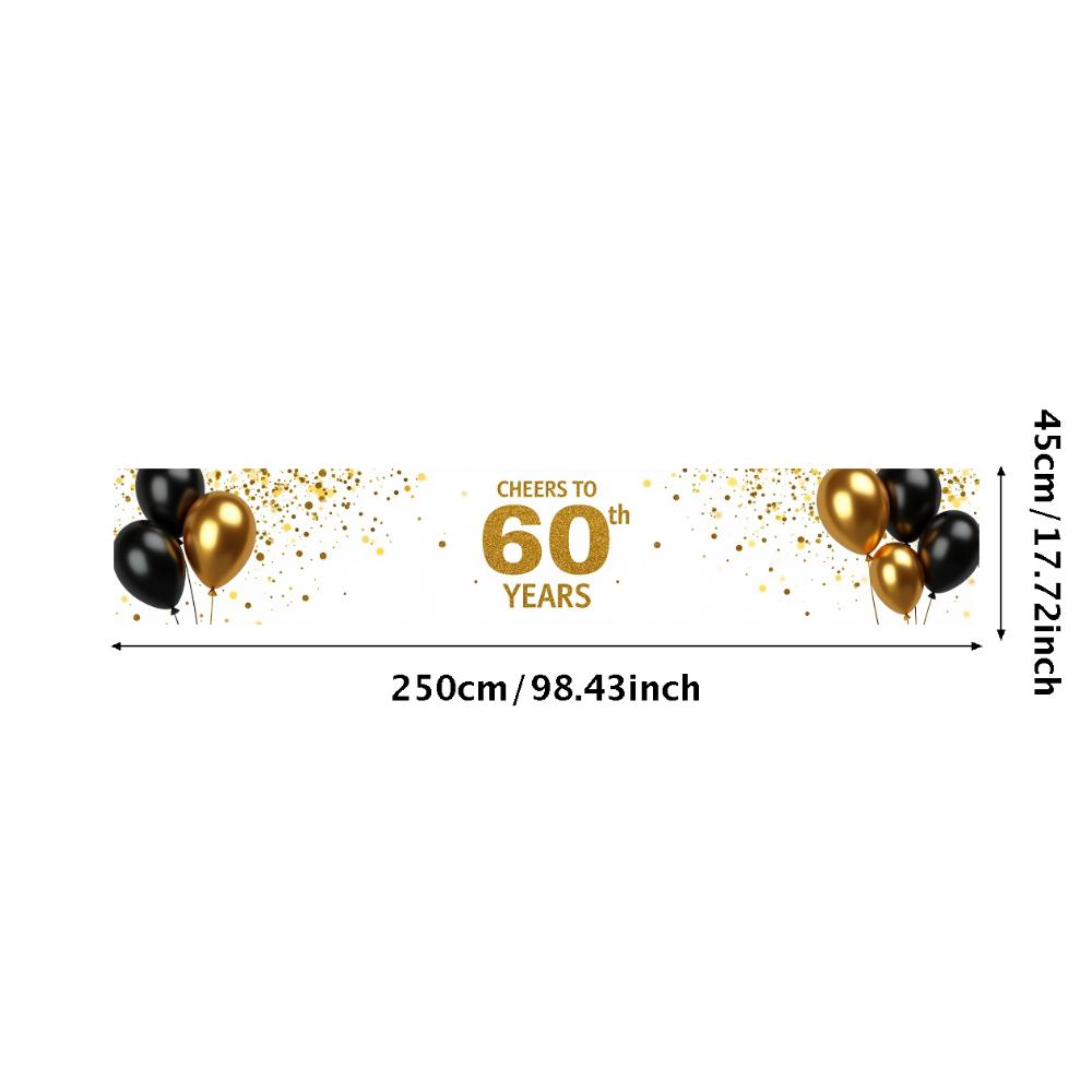60th Anniversary Banner Cheers To 60 Years Backdrop Glitter Party Decoration Birthday Wedding Event Photography Background Props