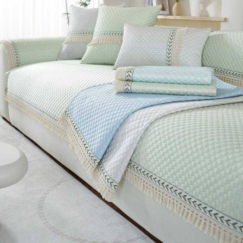 Cool Doudou Tassel Sofa Cushion Non-slip Summer Ice Silk Cushion Simple Modern Summer Mat Sofa Cover Cover Cloth Towel