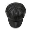 Retro PU Leather Octagonal Newsboy Hat Women's British Style Beret with Brim, Autumn and Winter Versatile Face Painter Hat