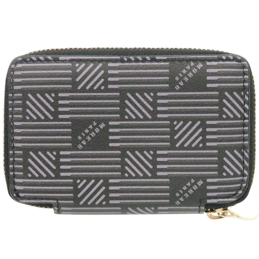 Used AUTHENTIC MOREAU PARIS Zip Mini Wallet coin purse Black Leather