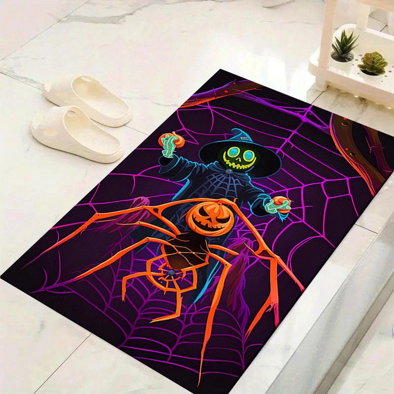 

1pc Spider and Pumpkin Design Indoor Area Rug - Soft, Anti-Slip, and Durable Gaming Room Decor for Bedroom 60cm by 90cm