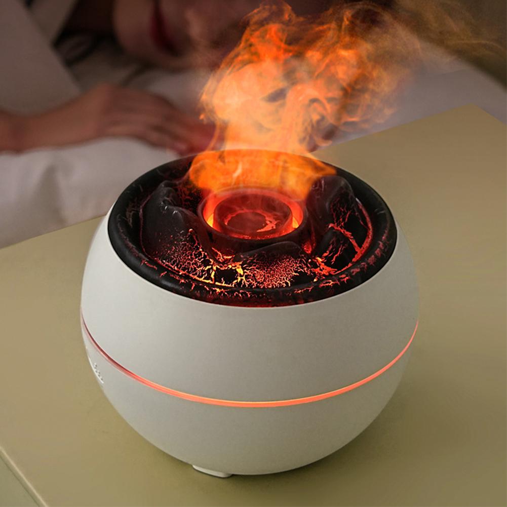 Zvlhčovač vzduchu Flame Volcano s USB aroma difuzérem, difuzérem esenciálních olejů, ultrazvukovým rozprašovačem, nočním světlem pro domácí kancelář