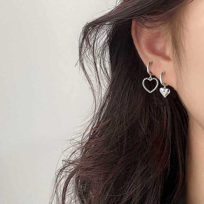 Asymmetrical Love Ear Buckle Women's Simple Fashion Temperament Versatile Ins Cold Wind Love Earrings Women
