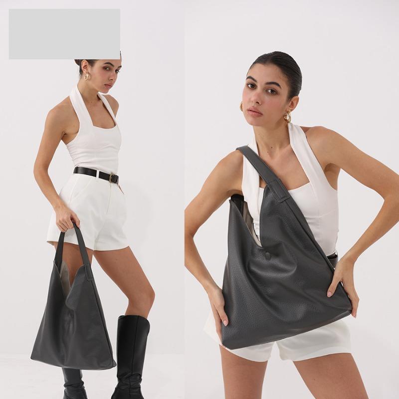 Geantă găleată de umăr unică de înaltă calitate Geantă stil simplu și relaxat Tote din piele moale cu capacitate mare