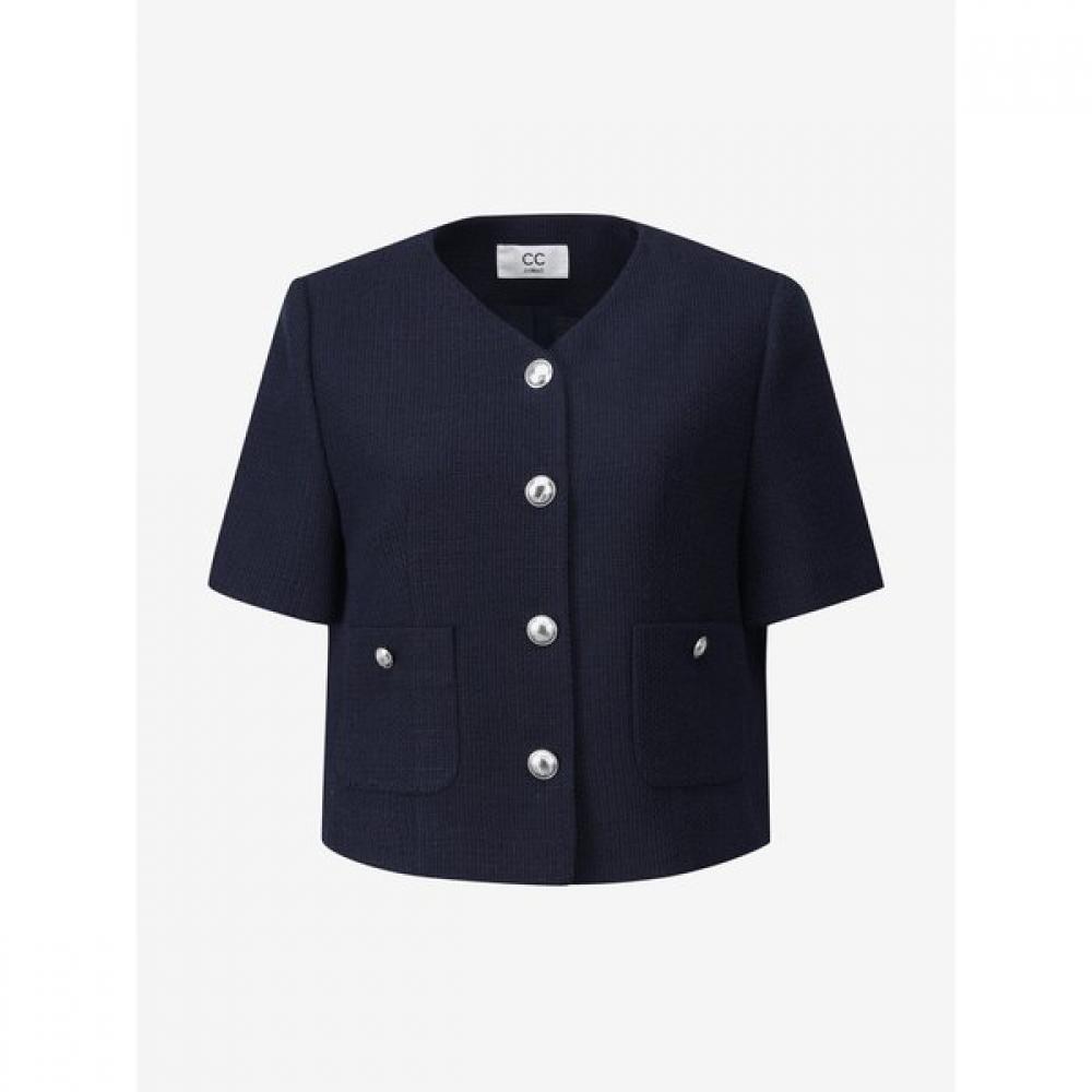 Cc Collect Half Sleeve Crop Tweed Jacket C252msf138