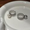 Heavy Industry Micro-Set Zircon Pearl Wide Open Ring Women'S Exquisite Unique Personality Fashion Temperament Ring Ring