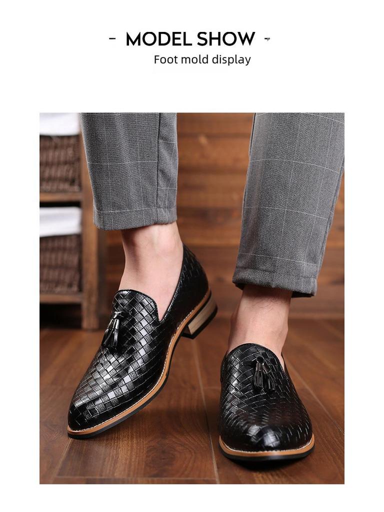 2023 Men's Black Versatile British Style Leather Shoes - Soft Sole, Casual & Formal Business Footwear