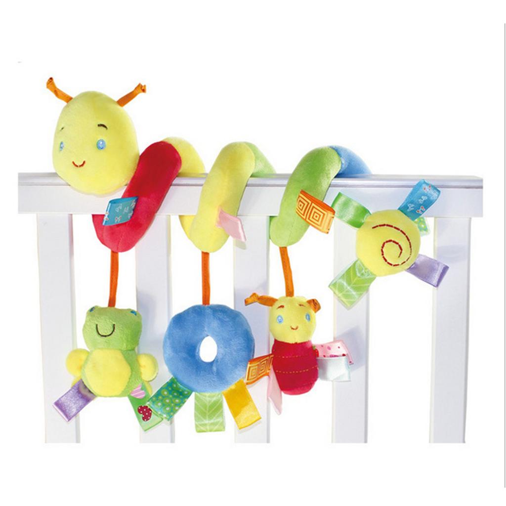 Infant Baby Worm Crib Bed Around Rattle Bell Cartoon Stroller Hanging Stuffed Wrap Spiral Safety