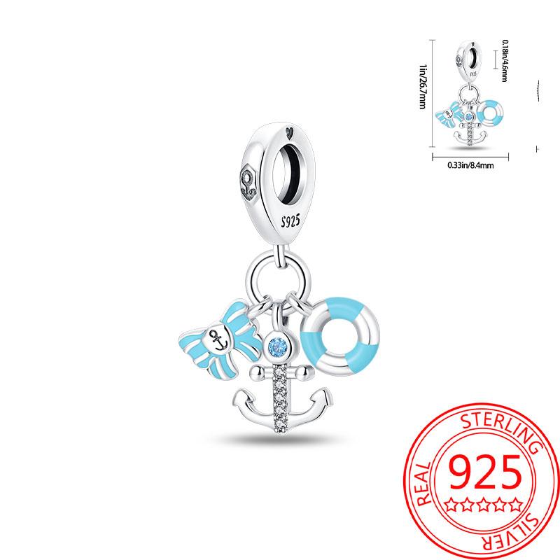 

Original Copper Charms Luxury Naval Series Blue Bead Set Beads Fit Bracelet Diy Women Making Delicate Gift